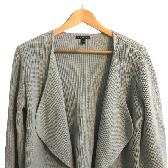 Eileen Fisher Bell Sleeve Organic Cotton Open Ribbed Cardigan size small - Picture 2 of 7